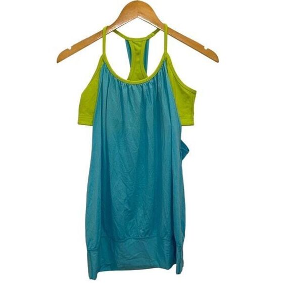 Lululemon Womens No Limits Practice Freely Workout Tank Top Blue & Green Size 10 - Picture 2 of 6
